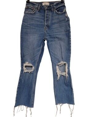 Abercrombie & Fitch The Dad High Rise Jeans Button Front Curve Love 25x25 Size 0